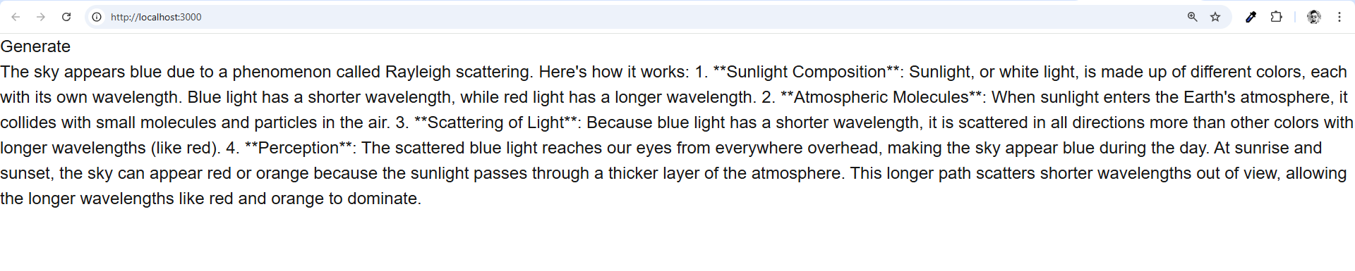 example of generating text in nextjs app router