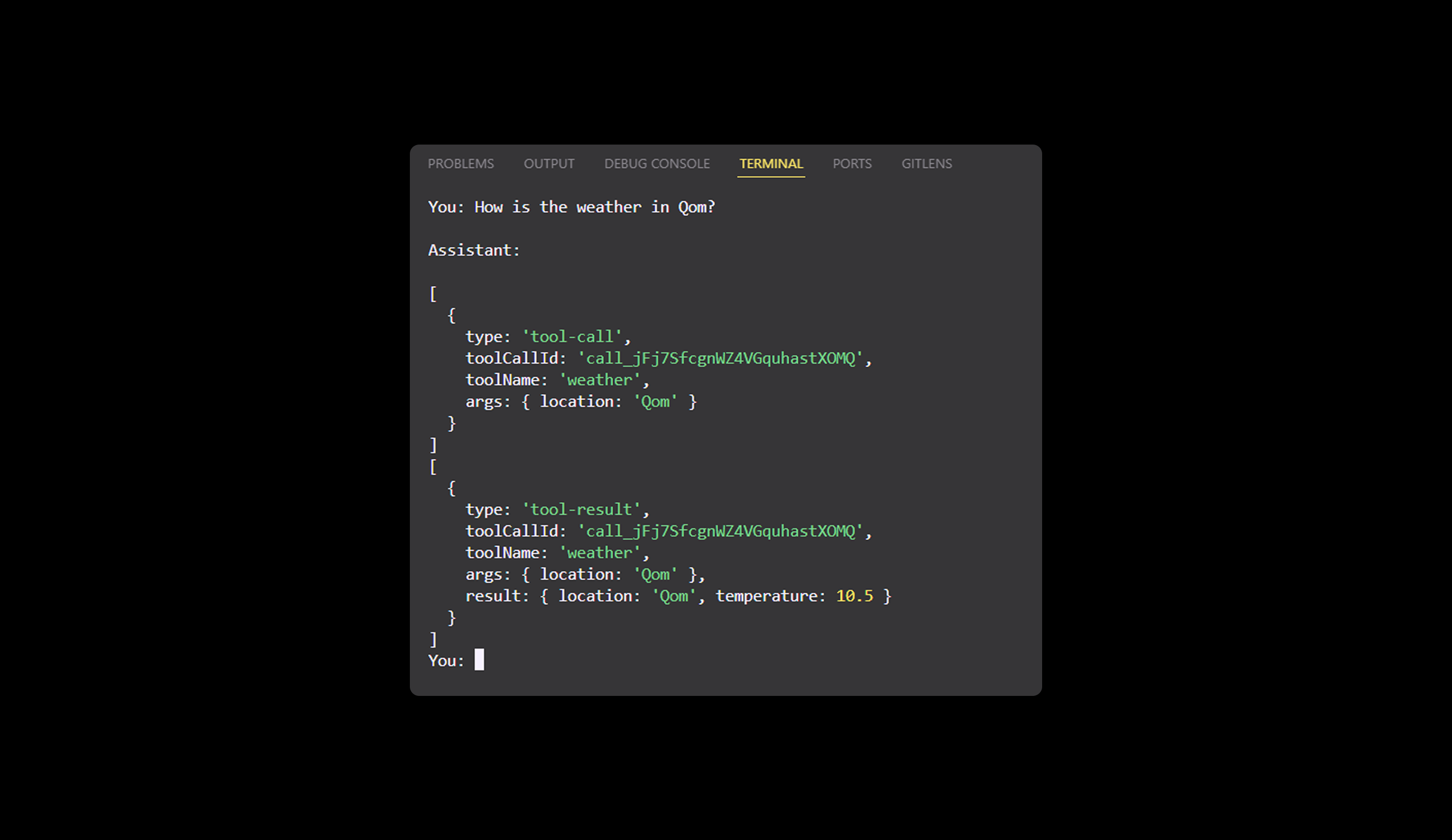 working with chatbot in nodejs with tools