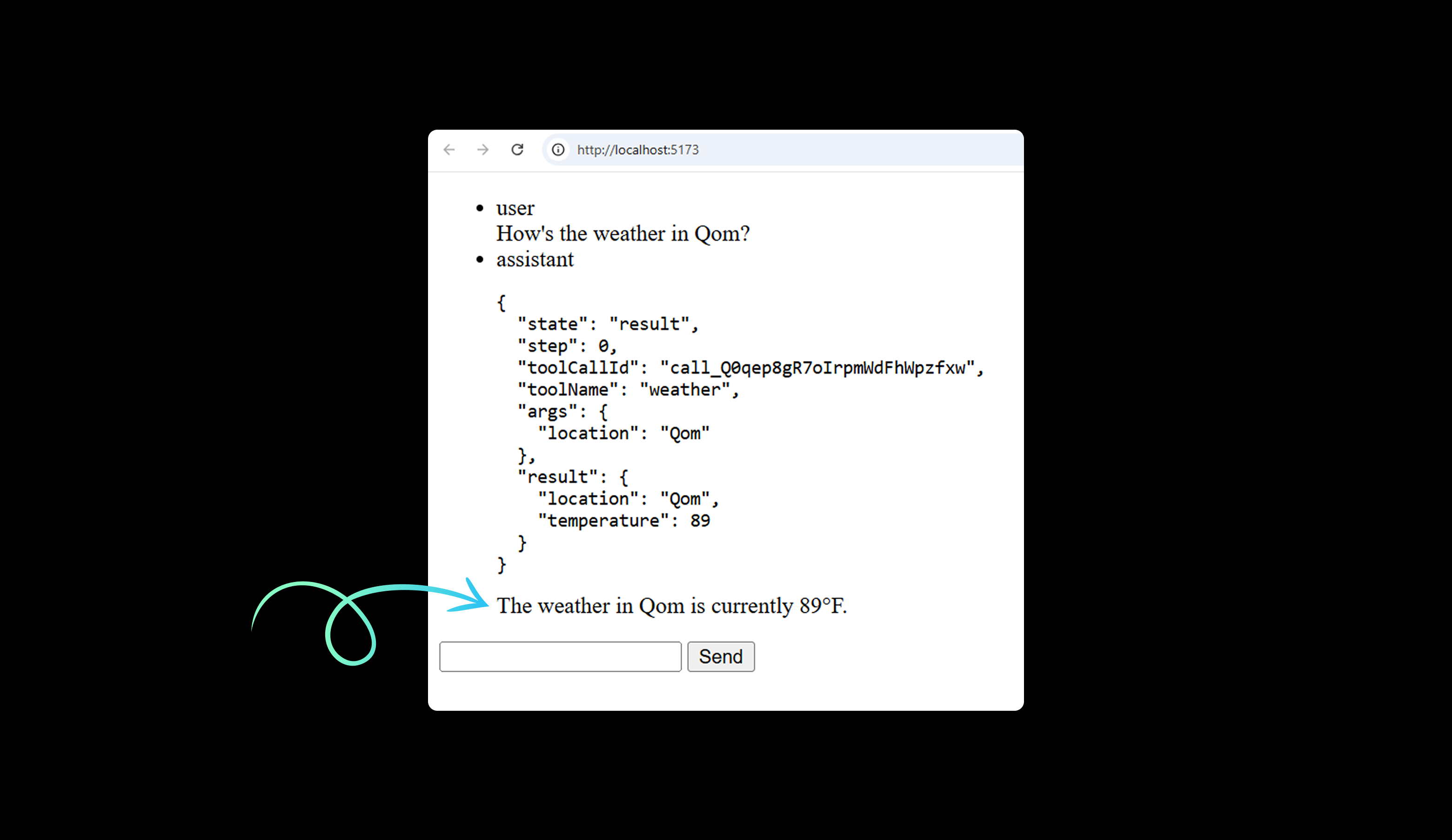 work with chatbot in svelte with tools and maxsteps