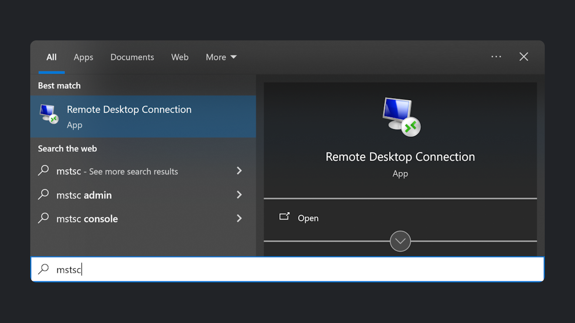 remote desktop connection in windows